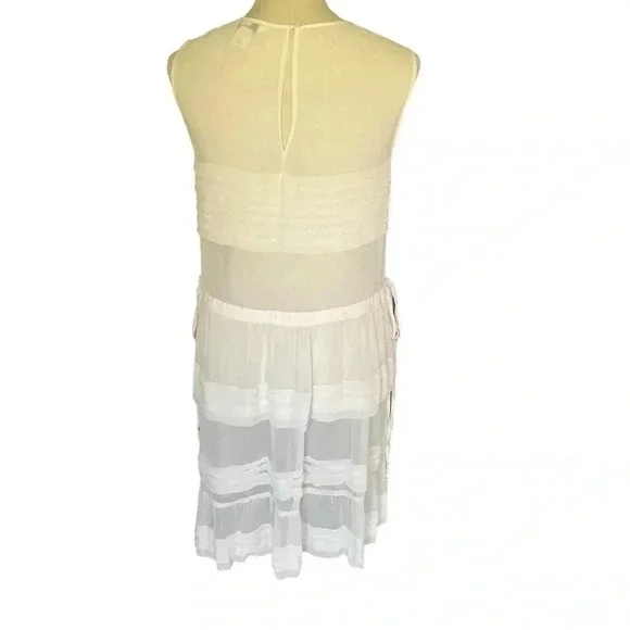 Club Monaco Ayto Sheer Tiered White Mini Dress Women Size 2 - Picture 4 of 7